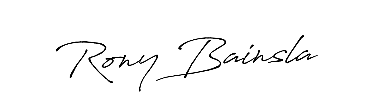Make a beautiful signature design for name Rony Bainsla. With this signature (Antro_Vectra_Bolder) style, you can create a handwritten signature for free. Rony Bainsla signature style 7 images and pictures png