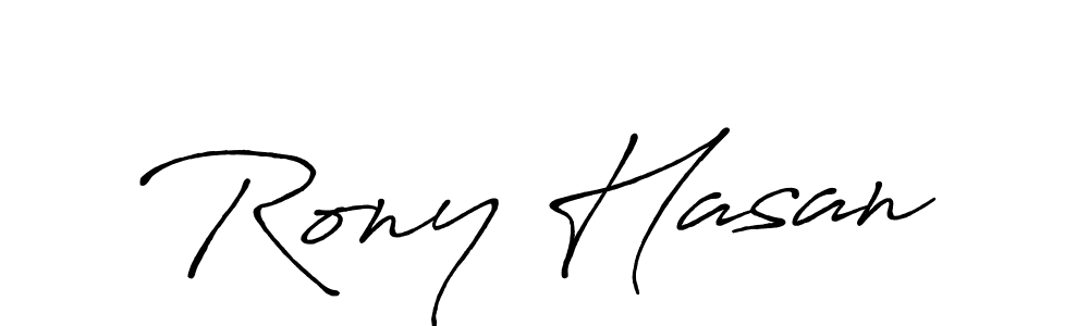 Design your own signature with our free online signature maker. With this signature software, you can create a handwritten (Antro_Vectra_Bolder) signature for name Rony Hasan. Rony Hasan signature style 7 images and pictures png