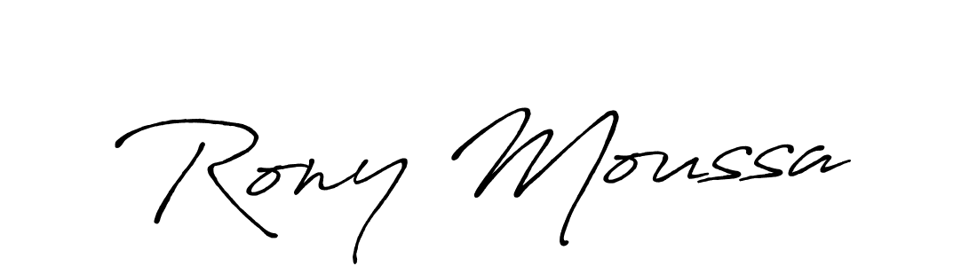 Create a beautiful signature design for name Rony Moussa. With this signature (Antro_Vectra_Bolder) fonts, you can make a handwritten signature for free. Rony Moussa signature style 7 images and pictures png