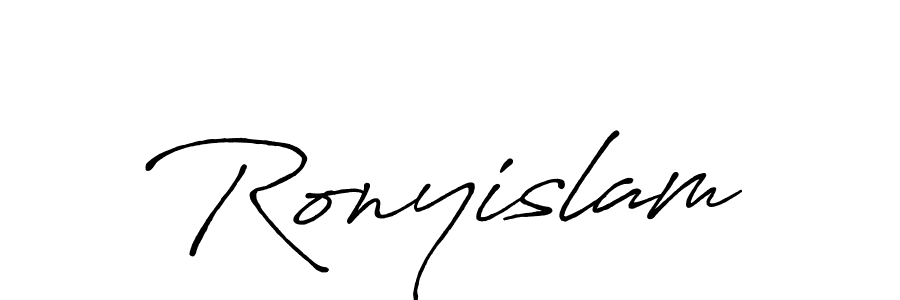 Create a beautiful signature design for name Ronyislam. With this signature (Antro_Vectra_Bolder) fonts, you can make a handwritten signature for free. Ronyislam signature style 7 images and pictures png