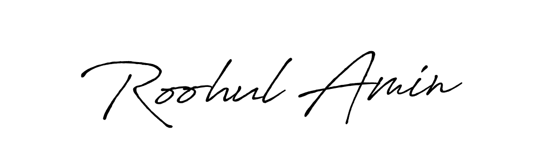 Use a signature maker to create a handwritten signature online. With this signature software, you can design (Antro_Vectra_Bolder) your own signature for name Roohul Amin. Roohul Amin signature style 7 images and pictures png