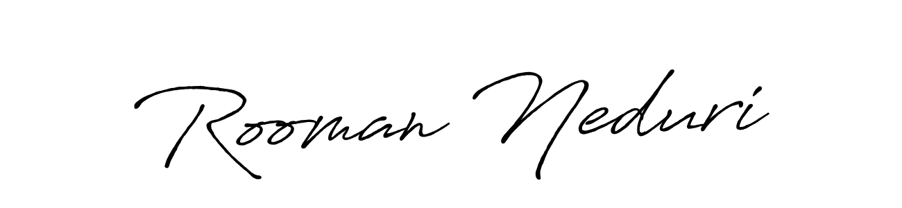 Antro_Vectra_Bolder is a professional signature style that is perfect for those who want to add a touch of class to their signature. It is also a great choice for those who want to make their signature more unique. Get Rooman Neduri name to fancy signature for free. Rooman Neduri signature style 7 images and pictures png
