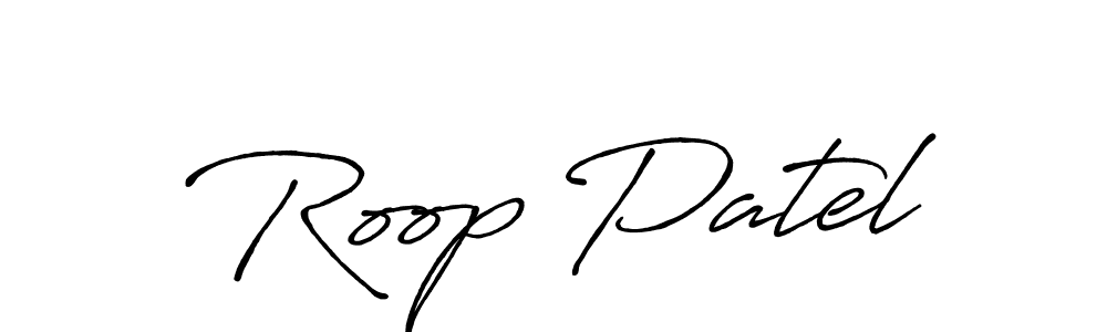 Create a beautiful signature design for name Roop Patel. With this signature (Antro_Vectra_Bolder) fonts, you can make a handwritten signature for free. Roop Patel signature style 7 images and pictures png