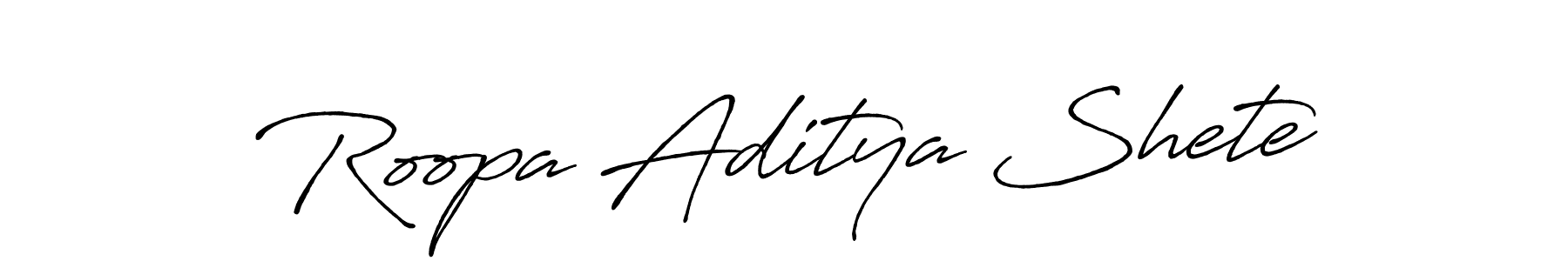 How to make Roopa Aditya Shete name signature. Use Antro_Vectra_Bolder style for creating short signs online. This is the latest handwritten sign. Roopa Aditya Shete signature style 7 images and pictures png