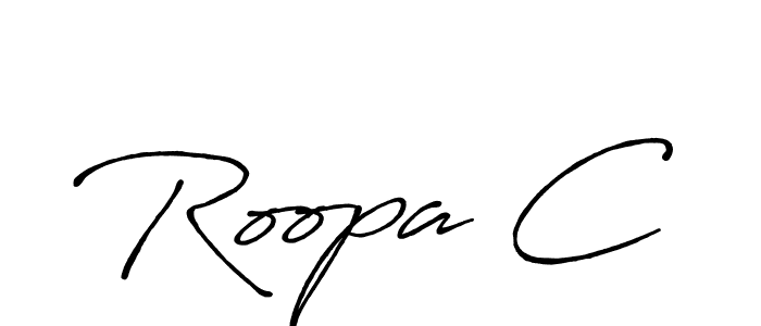 The best way (Antro_Vectra_Bolder) to make a short signature is to pick only two or three words in your name. The name Roopa C include a total of six letters. For converting this name. Roopa C signature style 7 images and pictures png