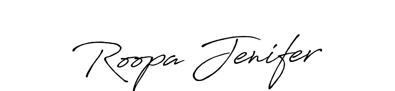 Create a beautiful signature design for name Roopa Jenifer. With this signature (Antro_Vectra_Bolder) fonts, you can make a handwritten signature for free. Roopa Jenifer signature style 7 images and pictures png