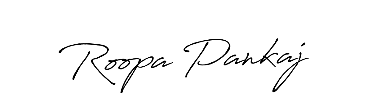 Design your own signature with our free online signature maker. With this signature software, you can create a handwritten (Antro_Vectra_Bolder) signature for name Roopa Pankaj. Roopa Pankaj signature style 7 images and pictures png