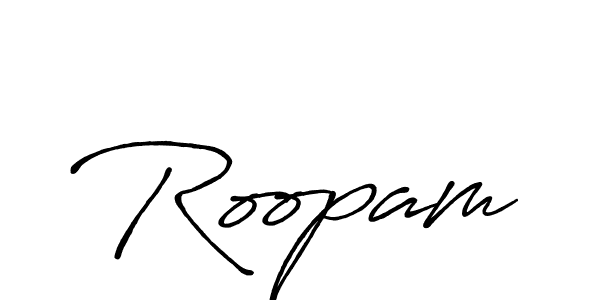 How to make Roopam name signature. Use Antro_Vectra_Bolder style for creating short signs online. This is the latest handwritten sign. Roopam signature style 7 images and pictures png