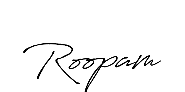 How to make Roopam name signature. Use Antro_Vectra_Bolder style for creating short signs online. This is the latest handwritten sign. Roopam signature style 7 images and pictures png