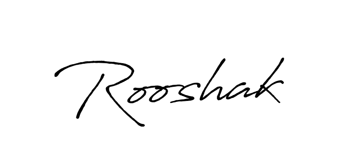 Use a signature maker to create a handwritten signature online. With this signature software, you can design (Antro_Vectra_Bolder) your own signature for name Rooshak. Rooshak signature style 7 images and pictures png
