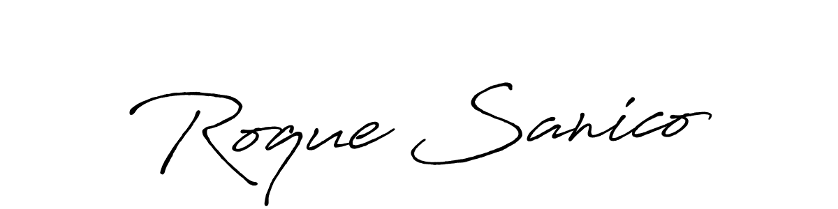 Make a beautiful signature design for name Roque Sanico. With this signature (Antro_Vectra_Bolder) style, you can create a handwritten signature for free. Roque Sanico signature style 7 images and pictures png