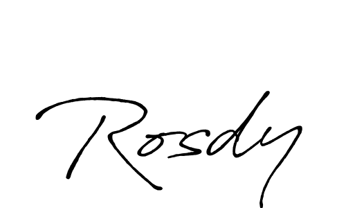 Make a beautiful signature design for name Rosdy. With this signature (Antro_Vectra_Bolder) style, you can create a handwritten signature for free. Rosdy signature style 7 images and pictures png