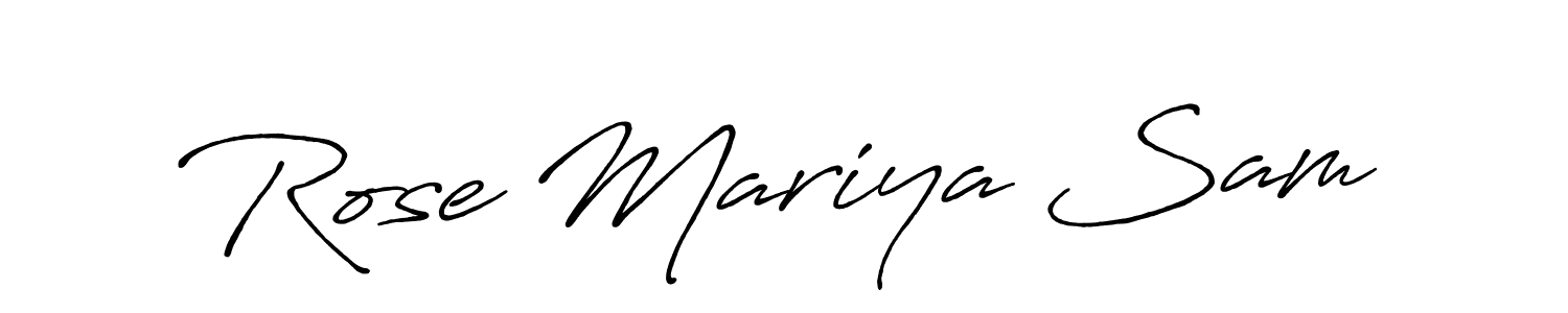 How to make Rose Mariya Sam name signature. Use Antro_Vectra_Bolder style for creating short signs online. This is the latest handwritten sign. Rose Mariya Sam signature style 7 images and pictures png