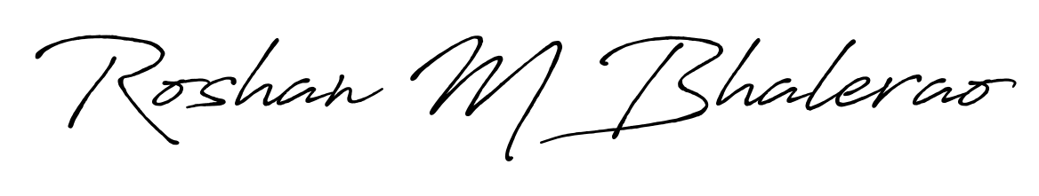 The Antro_Vectra_Bolder font transforms the name Roshan M Bhalerao into an executive sign with sharp precision and distinguished character. Roshan M Bhalerao signature style 7 images and pictures png