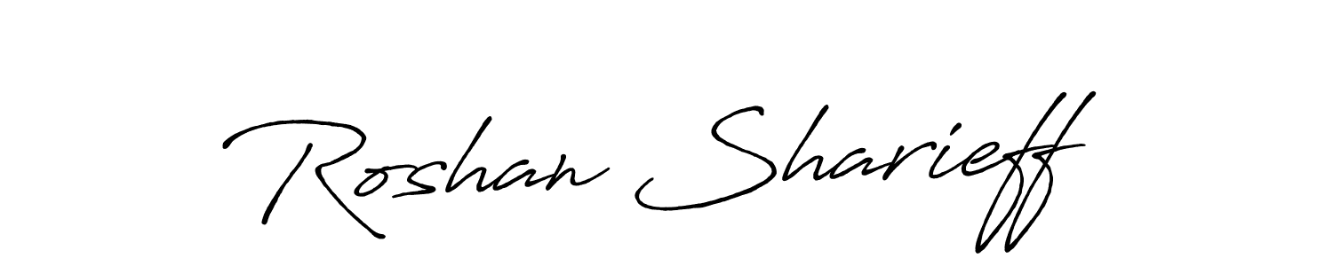 Use a signature maker to create a handwritten signature online. With this signature software, you can design (Antro_Vectra_Bolder) your own signature for name Roshan Sharieff. Roshan Sharieff signature style 7 images and pictures png