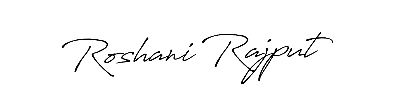 How to make Roshani Rajput name signature. Use Antro_Vectra_Bolder style for creating short signs online. This is the latest handwritten sign. Roshani Rajput signature style 7 images and pictures png