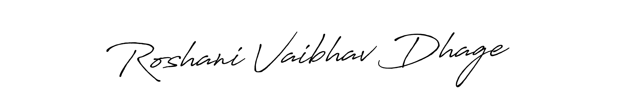How to make Roshani Vaibhav Dhage name signature. Use Antro_Vectra_Bolder style for creating short signs online. This is the latest handwritten sign. Roshani Vaibhav Dhage signature style 7 images and pictures png