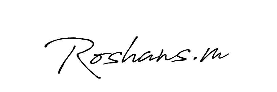 The best way (Antro_Vectra_Bolder) to make a short signature is to pick only two or three words in your name. The name Roshans.m include a total of six letters. For converting this name. Roshans.m signature style 7 images and pictures png