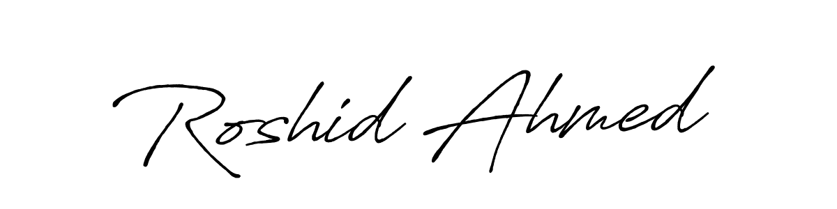 How to make Roshid Ahmed name signature. Use Antro_Vectra_Bolder style for creating short signs online. This is the latest handwritten sign. Roshid Ahmed signature style 7 images and pictures png
