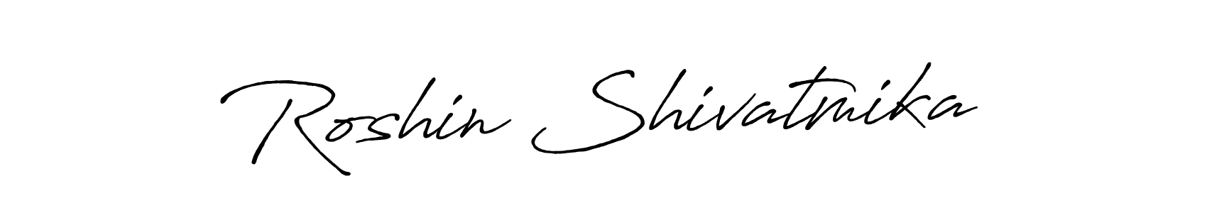 The best way (Antro_Vectra_Bolder) to make a short signature is to pick only two or three words in your name. The name Roshin Shivatmika include a total of six letters. For converting this name. Roshin Shivatmika signature style 7 images and pictures png