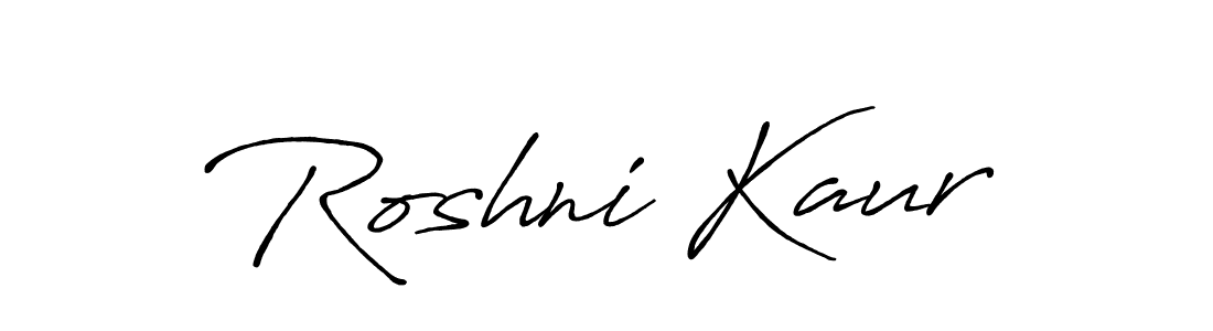 How to make Roshni Kaur name signature. Use Antro_Vectra_Bolder style for creating short signs online. This is the latest handwritten sign. Roshni Kaur signature style 7 images and pictures png