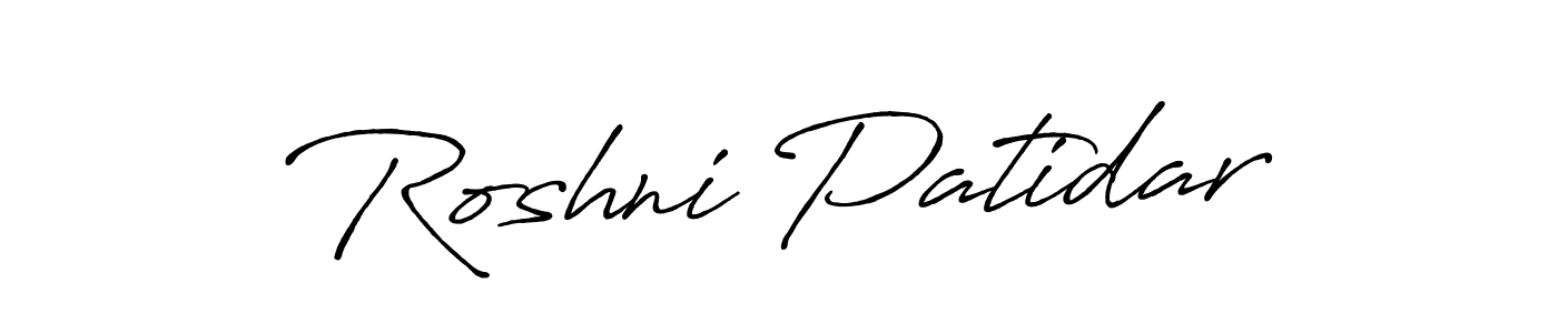The best way (Antro_Vectra_Bolder) to make a short signature is to pick only two or three words in your name. The name Roshni Patidar include a total of six letters. For converting this name. Roshni Patidar signature style 7 images and pictures png