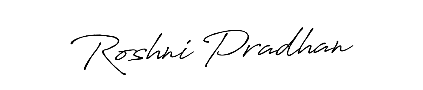 Create a beautiful signature design for name Roshni Pradhan. With this signature (Antro_Vectra_Bolder) fonts, you can make a handwritten signature for free. Roshni Pradhan signature style 7 images and pictures png