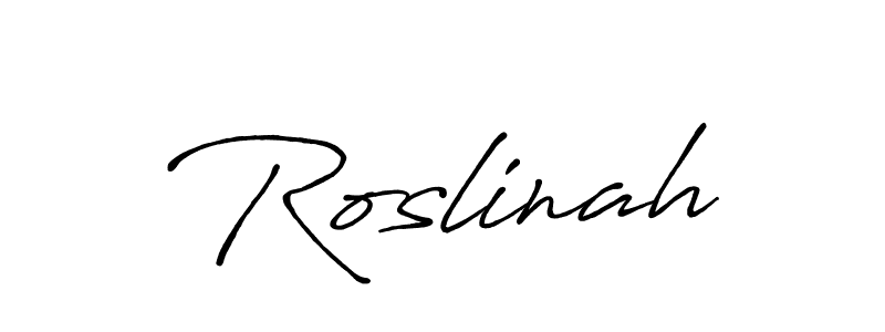 Use a signature maker to create a handwritten signature online. With this signature software, you can design (Antro_Vectra_Bolder) your own signature for name Roslinah. Roslinah signature style 7 images and pictures png