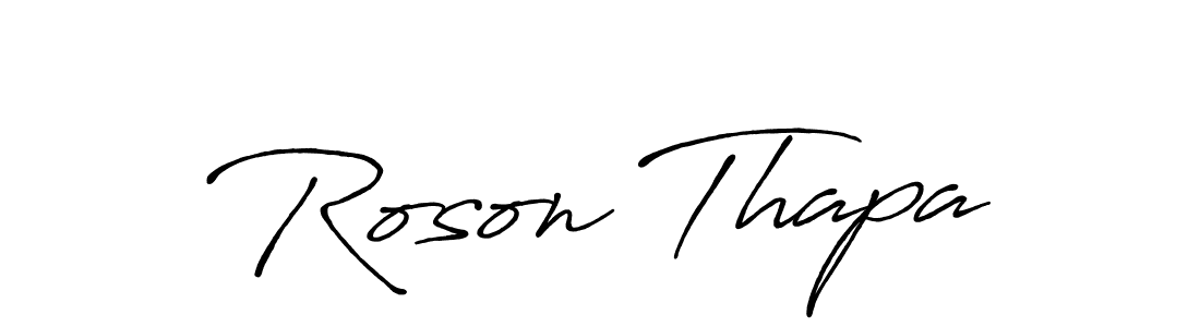 Use a signature maker to create a handwritten signature online. With this signature software, you can design (Antro_Vectra_Bolder) your own signature for name Roson Thapa. Roson Thapa signature style 7 images and pictures png