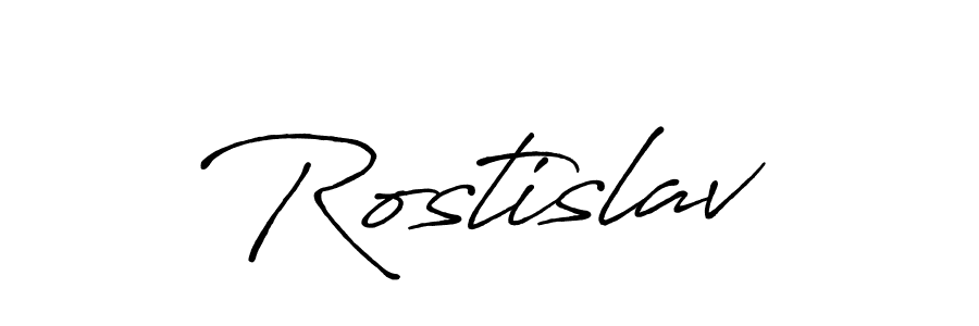 Make a beautiful signature design for name Rostislav. With this signature (Antro_Vectra_Bolder) style, you can create a handwritten signature for free. Rostislav signature style 7 images and pictures png