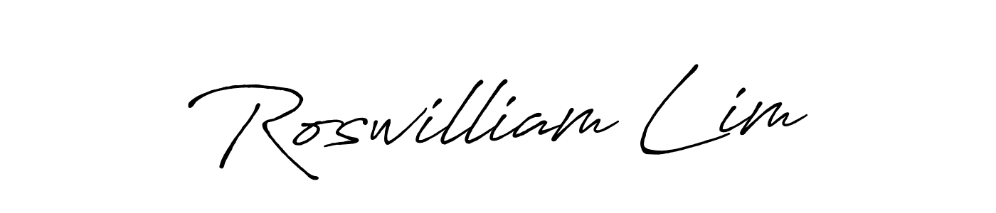This is the best signature style for the Roswilliam Lim name. Also you like these signature font (Antro_Vectra_Bolder). Mix name signature. Roswilliam Lim signature style 7 images and pictures png