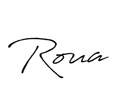 if you are searching for the best signature style for your name Roua. so please give up your signature search. here we have designed multiple signature styles  using Antro_Vectra_Bolder. Roua signature style 7 images and pictures png