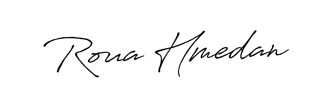 Use a signature maker to create a handwritten signature online. With this signature software, you can design (Antro_Vectra_Bolder) your own signature for name Roua Hmedan. Roua Hmedan signature style 7 images and pictures png