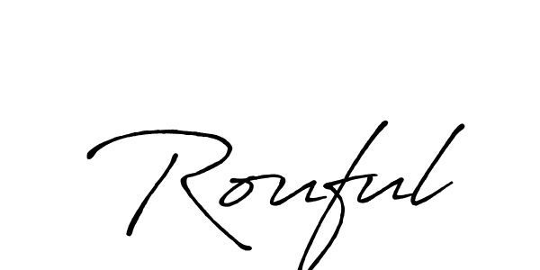 The best way (Antro_Vectra_Bolder) to make a short signature is to pick only two or three words in your name. The name Rouful include a total of six letters. For converting this name. Rouful signature style 7 images and pictures png