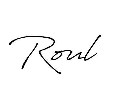 if you are searching for the best signature style for your name Roul. so please give up your signature search. here we have designed multiple signature styles  using Antro_Vectra_Bolder. Roul signature style 7 images and pictures png