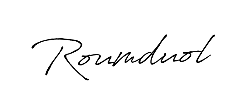 It looks lik you need a new signature style for name Roumduol. Design unique handwritten (Antro_Vectra_Bolder) signature with our free signature maker in just a few clicks. Roumduol signature style 7 images and pictures png