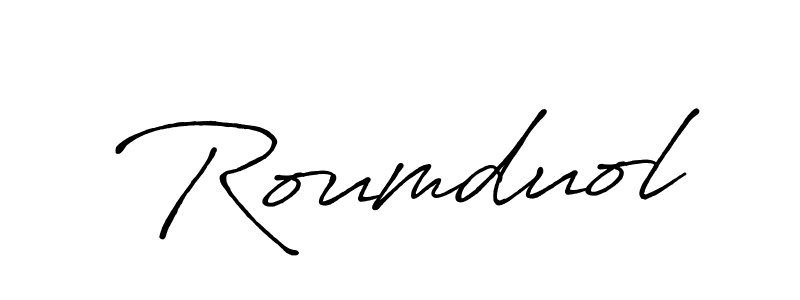 It looks lik you need a new signature style for name Roumduol. Design unique handwritten (Antro_Vectra_Bolder) signature with our free signature maker in just a few clicks. Roumduol signature style 7 images and pictures png