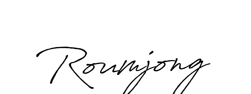 You should practise on your own different ways (Antro_Vectra_Bolder) to write your name (Roumjong) in signature. don't let someone else do it for you. Roumjong signature style 7 images and pictures png