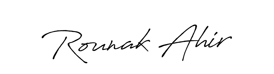 Use a signature maker to create a handwritten signature online. With this signature software, you can design (Antro_Vectra_Bolder) your own signature for name Rounak Ahir. Rounak Ahir signature style 7 images and pictures png