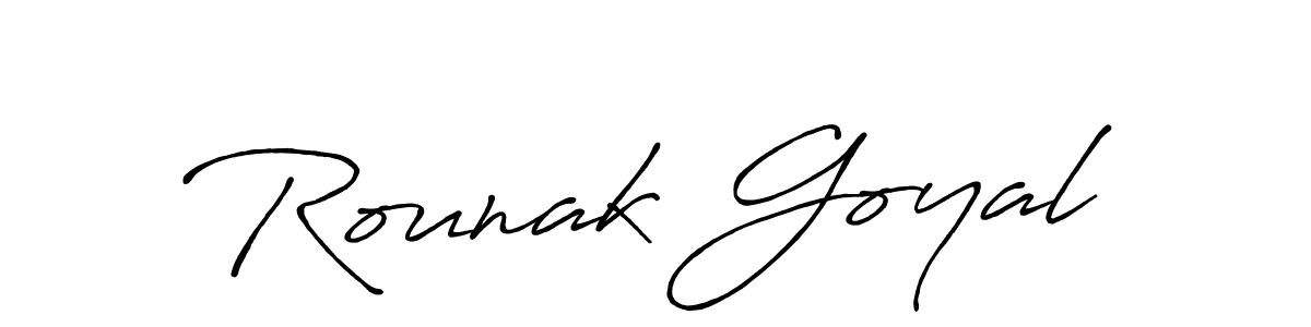 Make a beautiful signature design for name Rounak Goyal. With this signature (Antro_Vectra_Bolder) style, you can create a handwritten signature for free. Rounak Goyal signature style 7 images and pictures png