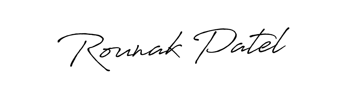 Make a beautiful signature design for name Rounak Patel. With this signature (Antro_Vectra_Bolder) style, you can create a handwritten signature for free. Rounak Patel signature style 7 images and pictures png