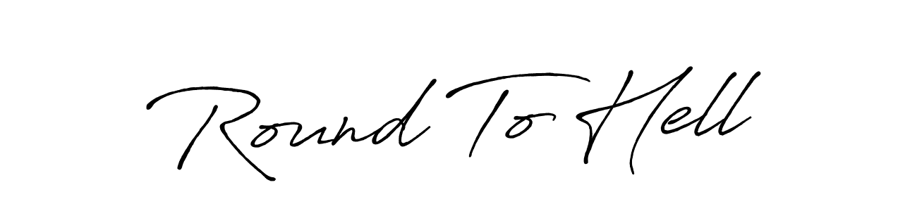 Make a beautiful signature design for name Round To Hell. With this signature (Antro_Vectra_Bolder) style, you can create a handwritten signature for free. Round To Hell signature style 7 images and pictures png