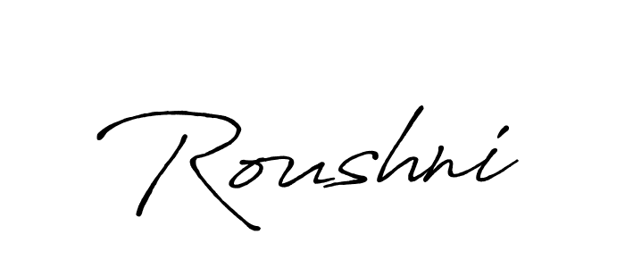 Create a beautiful signature design for name Roushni. With this signature (Antro_Vectra_Bolder) fonts, you can make a handwritten signature for free. Roushni signature style 7 images and pictures png