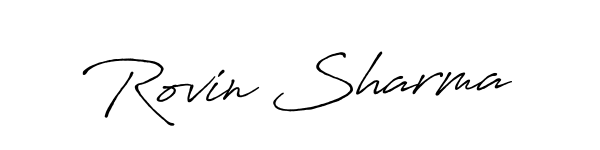 Use a signature maker to create a handwritten signature online. With this signature software, you can design (Antro_Vectra_Bolder) your own signature for name Rovin Sharma. Rovin Sharma signature style 7 images and pictures png