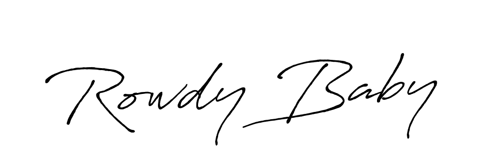Antro_Vectra_Bolder is a professional signature style that is perfect for those who want to add a touch of class to their signature. It is also a great choice for those who want to make their signature more unique. Get Rowdy Baby name to fancy signature for free. Rowdy Baby signature style 7 images and pictures png