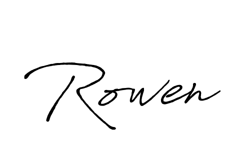 Make a beautiful signature design for name Rowen. With this signature (Antro_Vectra_Bolder) style, you can create a handwritten signature for free. Rowen signature style 7 images and pictures png