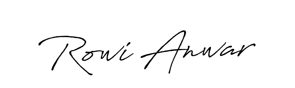 How to make Rowi Anwar name signature. Use Antro_Vectra_Bolder style for creating short signs online. This is the latest handwritten sign. Rowi Anwar signature style 7 images and pictures png