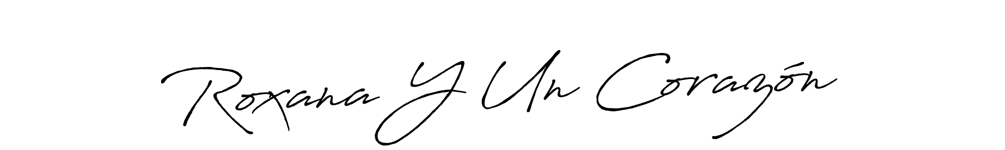Create a beautiful signature design for name Roxana Y Un Corazón. With this signature (Antro_Vectra_Bolder) fonts, you can make a handwritten signature for free. Roxana Y Un Corazón signature style 7 images and pictures png