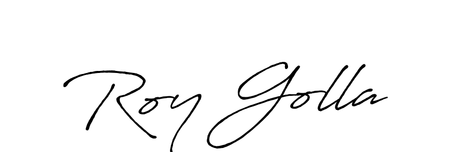 How to make Roy Golla name signature. Use Antro_Vectra_Bolder style for creating short signs online. This is the latest handwritten sign. Roy Golla signature style 7 images and pictures png