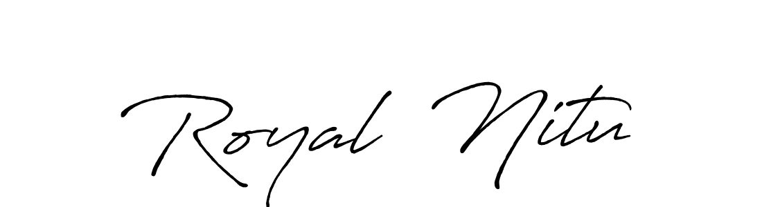 Make a beautiful signature design for name Royal  Nitu. With this signature (Antro_Vectra_Bolder) style, you can create a handwritten signature for free. Royal  Nitu signature style 7 images and pictures png